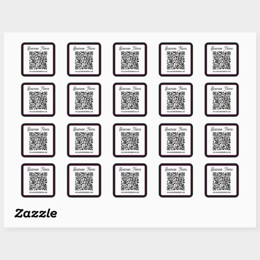 Sticker Carré Code QR avec écriture cursive de script (Feuille)