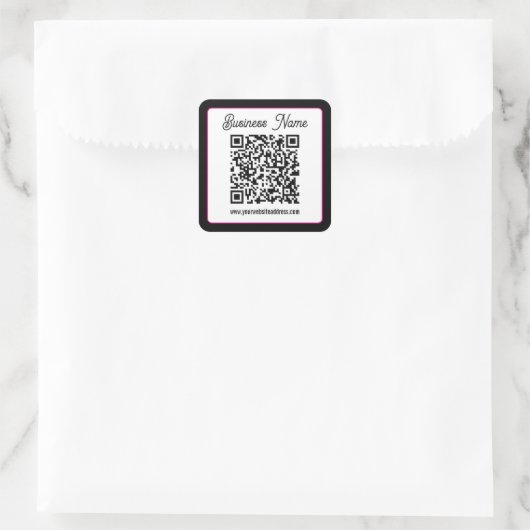 Sticker Carré Code QR avec écriture cursive de script (Sac)