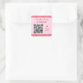 Sticker Carré Code QR Bachelorette Rayures Rouge & Rose Rétro (Sac)