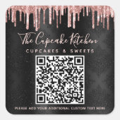 Sticker Carré Code QR Black Rose Gold Parties scintillant Drift  (Devant)