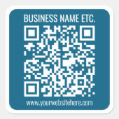 Sticker Carré Code QR bleu océan modifiable (Devant)
