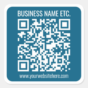 Sticker Carré Code QR bleu océan modifiable