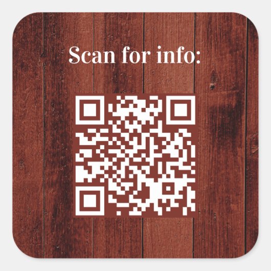 Sticker Carré Code QR Brown bois (Devant)