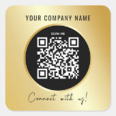 Sticker Carré Code QR Business Scannable Connect Black Gold (Devant)