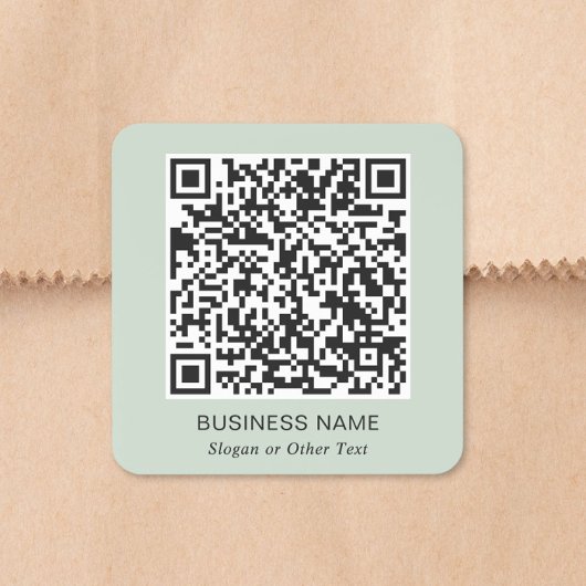 Sticker Carré Code QR Business Vert Sage