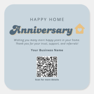 Sticker Carré Code QR d'anniversaire de maison de biens immobili