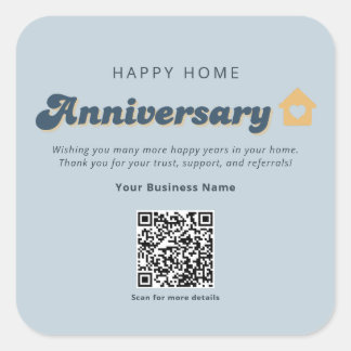 Sticker Carré Code QR d'anniversaire de maison de biens immobili