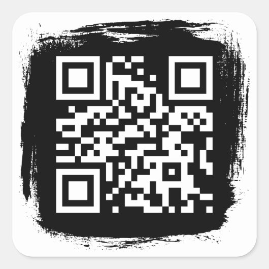 Sticker Carré Code QR de bordure grunge noir et blanc (Devant)