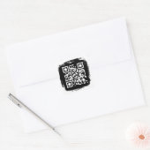 Sticker Carré Code QR de bordure grunge noir et blanc (Enveloppe)