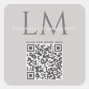 Sticker Carré Code QR de branding commercial gris taupe moderne
