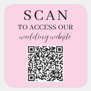 Sticker Carré Code QR de couleur rose clair pour accéder au site