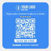 Sticker Carré Code QR de critiques Facebook Évaluez mon entrepri (Devant)