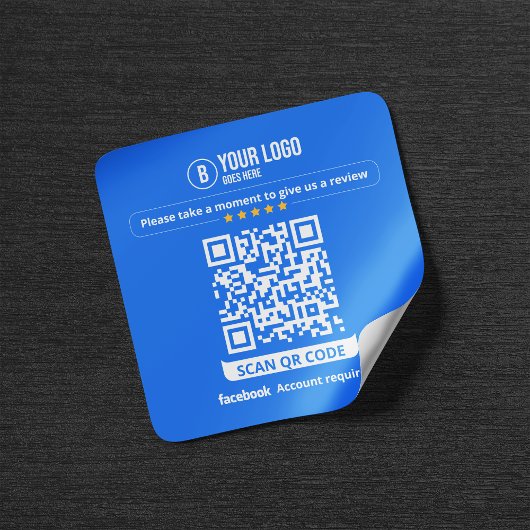 Sticker Carré Code QR de critiques Facebook Évaluez mon entrepri
