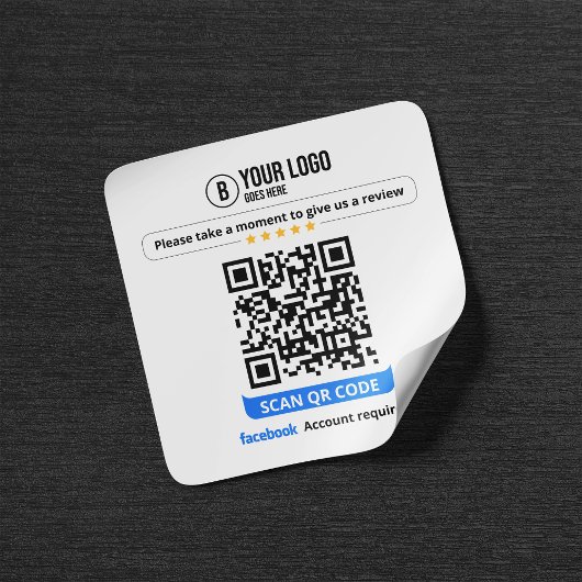 Sticker Carré Code QR de critiques Facebook Évaluez mon entrepri