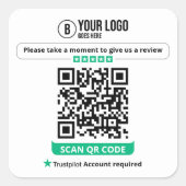 Sticker Carré Code QR de critiques Trustpilot Évaluez mon entrep (Devant)