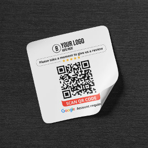 Sticker Carré Code QR de Google Avis Évaluez Mon Entreprise 5 Ét