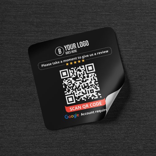 Sticker Carré Code QR de Google Avis Évaluez Mon Entreprise 5 Ét