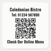 Sticker Carré Code QR de menu en ligne de restaurant (Devant)