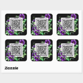 Sticker Carré Code QR de Merci de Rose de lavande violette (Feuille)