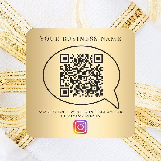 Sticker Carré Code QR de nom d'entreprise en or sur Instagram