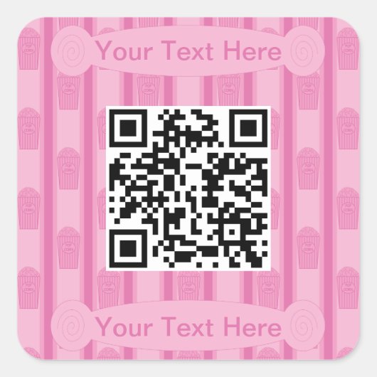 Sticker Carré Code QR de pop-corn amusant et chic (Devant)