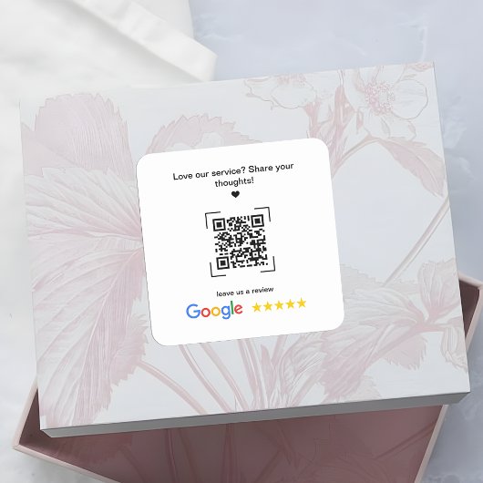 Sticker Carré Code QR de révision Google promotionnel pour petit
