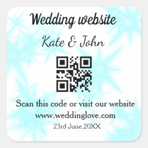 Sticker Carré Code QR de site web de mariage simple minimaliste 