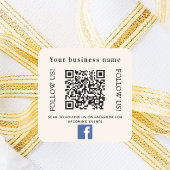 Sticker Carré Code qr d'entreprise beige Facebook