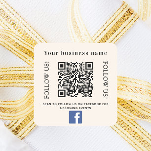 Sticker Carré Code qr d'entreprise beige Facebook