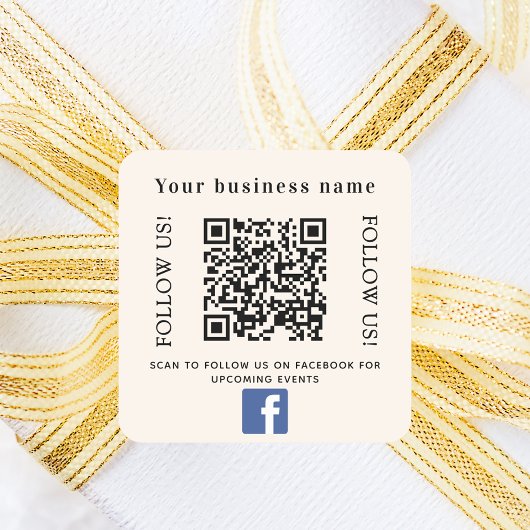 Sticker Carré Code qr d'entreprise beige Facebook