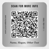 Sticker Carré Code QR d'entreprise moderne Silver (Devant)