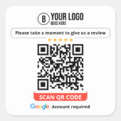 Sticker Carré Code QR des avis Google Évaluez mon entreprise 5 é (Devant)