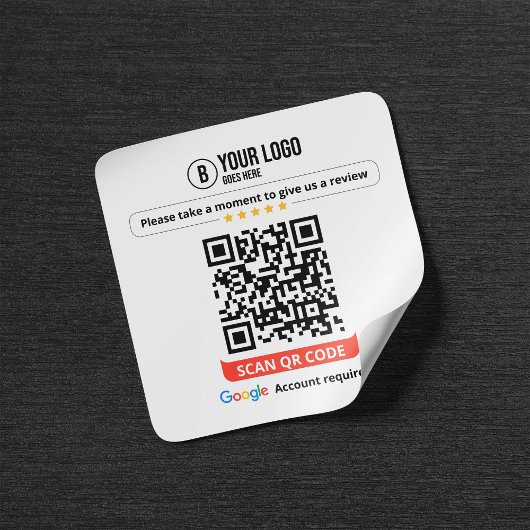 Sticker Carré Code QR des avis Google Évaluez mon entreprise 5 é