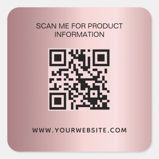 Sticker Carré Code QR d'informations commerciales rose poudré (Devant)