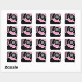 Sticker Carré code QR du bullseye rose (Feuille)
