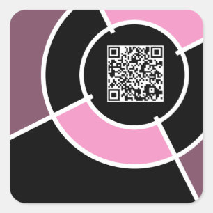 Sticker Carré code QR du bullseye rose