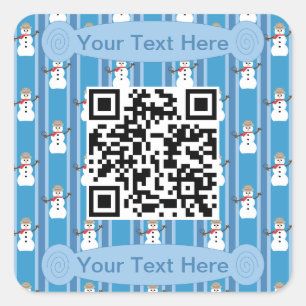 Sticker Carré Code QR du détective Blue Snowman amusant et fanta