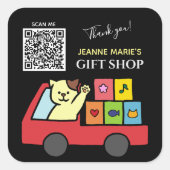 Sticker Carré Code QR du Merci de chats mignon (Devant)