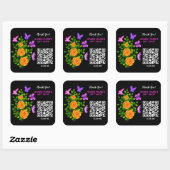 Sticker Carré Code QR du Merci Rose orange jaune (Feuille)