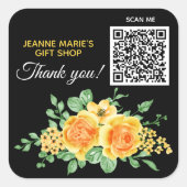 Sticker Carré Code QR du Merci Rose orange jaune (Devant)