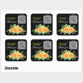 Sticker Carré Code QR du Merci Rose orange jaune (Feuille)