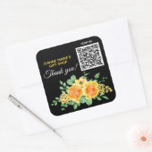 Sticker Carré Code QR du Merci Rose orange jaune (Enveloppe)