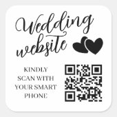 Sticker Carré Code QR du site Web de mariage à deux cœurs (Devant)