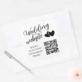 Sticker Carré Code QR du site Web de mariage à deux cœurs (Enveloppe)