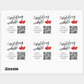 Sticker Carré Code QR du site Web de mariage Deux Cœurs Rouges (Feuille)