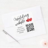 Sticker Carré Code QR du site Web de mariage Deux Cœurs Rouges (Enveloppe)