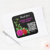 Sticker Carré Code QR élégant Merci rose et rouge Rose et rose (Enveloppe)