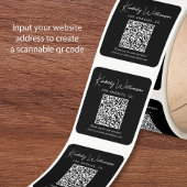 Sticker Carré Code QR Elegant Script Noir Merci