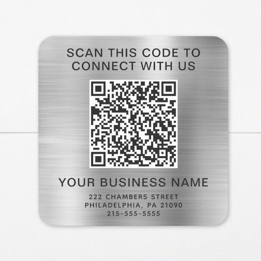 Sticker Carré Code QR Entreprise Argent