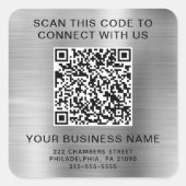 Sticker Carré Code QR Entreprise Argent (Devant)